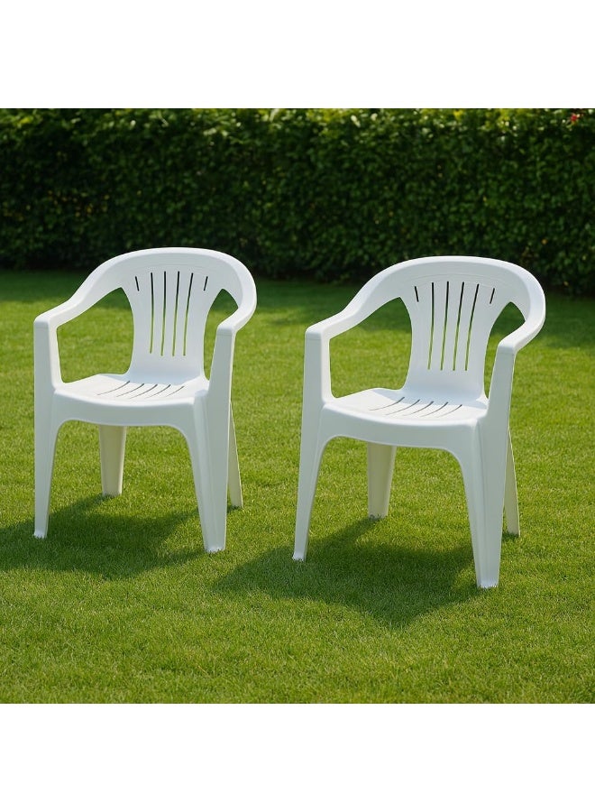 Master Gold Durable Plastic Garden Chair for Home Park | Outdoor and Indoor Sitting Chair with Comfortable Armrests | Lightweight and Portable Plastic Bench for Terrace, Balcony, Garden, Picnic | 49x54x82cm - Image 3